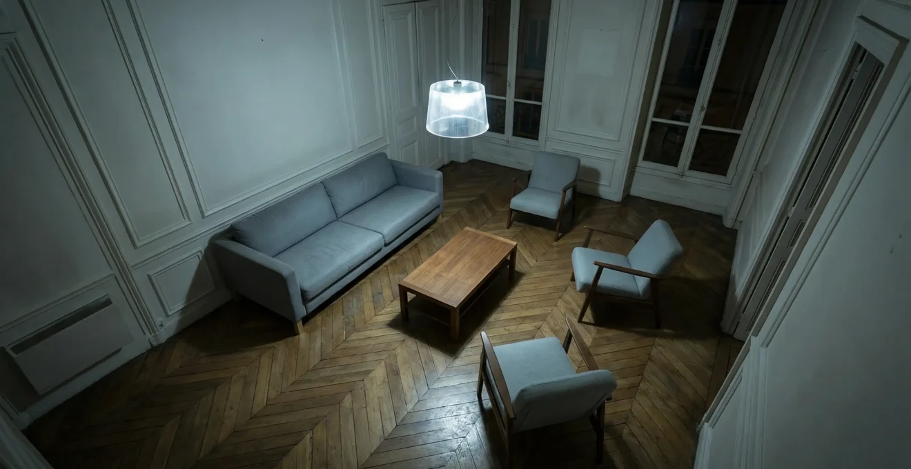 Appartement avec suspension bas de gamme créant une ambiance dévalorisante