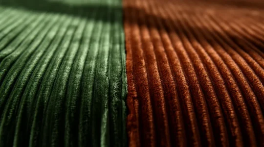 Velours côtelé sur canapé montrant sa texture en relief caractéristique