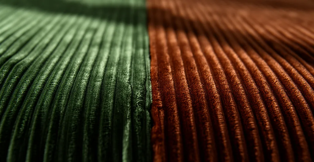 Velours côtelé sur canapé montrant sa texture en relief caractéristique